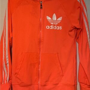 adidas Orange Zip-Up Track Jacket with White Trefoil